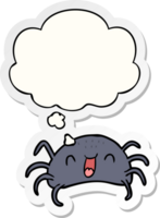 cartoon spider with thought bubble as a printed sticker png