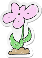 distressed sticker of a cartoon flower png