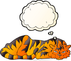 cartoon resting tiger with thought bubble png