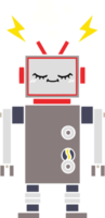 flat color retro cartoon of a dancing robot png