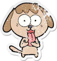 autocollant en détresse d'un chien de dessin animé mignon png