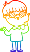 Regenbogen Gradient Linie Zeichnung von ein Karikatur Junge tragen Brille png