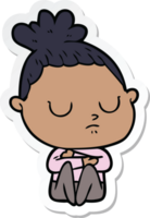 sticker of a cartoon calm woman png