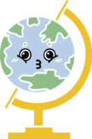 flat color retro cartoon of a globe of the world png