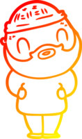 warm gradient line drawing of a cartoon bearded man png