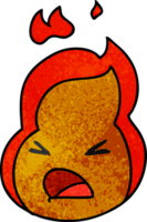 textured cartoon illustration kawaii cute fire flame png