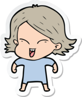 sticker of a happy cartoon girl png