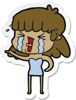 sticker of a cartoon woman in tears png