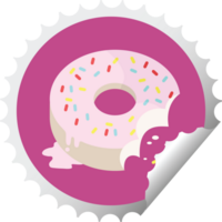 bitten frosted donut graphic png illustration round sticker stamp