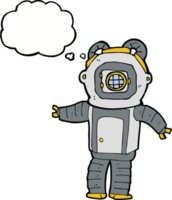 cartoon deep sea diver  with thought bubble png