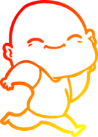 warm gradient line drawing of a cartoon happy bald man png