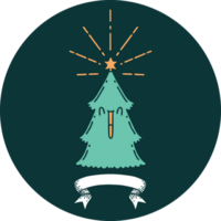 icon of a tattoo style christmas tree with star png
