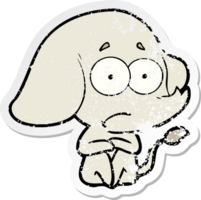 distressed sticker of a cartoon unsure elephant png