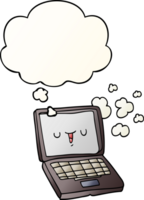 cartoon computer with thought bubble in smooth gradient style png