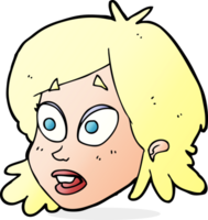 visage féminin de dessin animé avec une expression surprise png