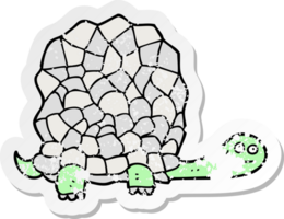 retro distressed sticker of a cartoon tortoise png