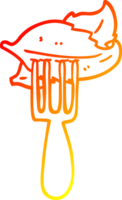 warm helling lijn tekening van een tekenfilm salade bladeren Aan vork png