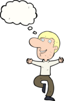 cartoon happy man with thought bubble png