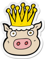 pegatina de un cerdo coronado de dibujos animados png