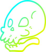 cold gradient line drawing of a cartoon skull png