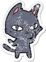 distressed sticker of a cartoon cat staring png