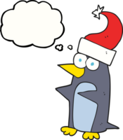 dibujado pensamiento burbuja dibujos animados Navidad pingüino png