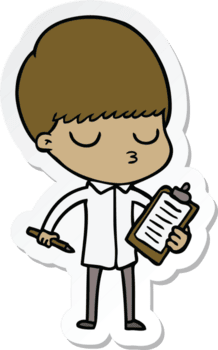 adesivo de um garoto calmo de desenho animado png