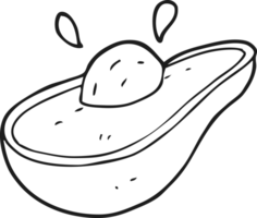 drawn black and white cartoon avocado png