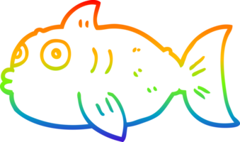 rainbow gradient line drawing of a cartoon surprised fish png