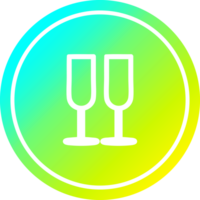 champagne glasses circular icon with cool gradient finish png