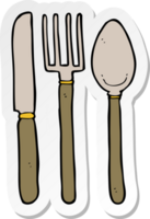 sticker of a cartoon knife fork spoon png