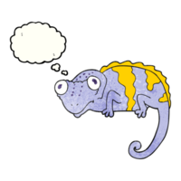 dibujado pensamiento burbuja texturizado dibujos animados camaleón png