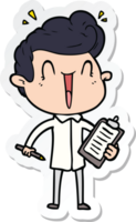 sticker of a cartoon excited man png