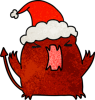 Hand gezeichnet Weihnachten texturiert Karikatur von kawaii Teufel png