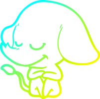 cold gradient line drawing of a cartoon smiling elephant png