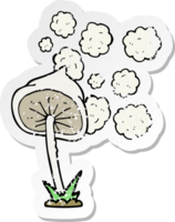 retro distressed sticker of a cartoon mushroom png