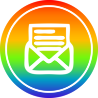 envelope letter circular icon with rainbow gradient finish png