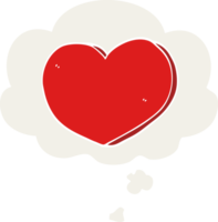 cartoon love heart with thought bubble in retro style png