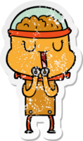 noodlijdende sticker van een happy cartoon robot png