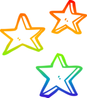 rainbow gradient line drawing of a cartoon stars png