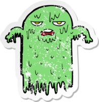 retro distressed sticker of a cartoon slimy ghost png