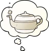 cartoon teapot with thought bubble in smooth gradient style png