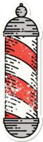 distressed sticker tattoo in traditional style of a barbers pole png