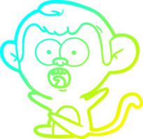 cold gradient line drawing of a cartoon shocked monkey png