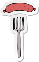 sticker of a cartoon fork and sausage png