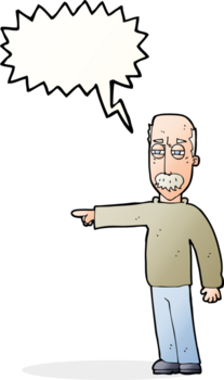 tecknad serie gammal man gestikulerar skaffa sig ut med Tal bubbla png