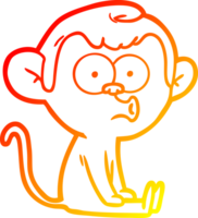 warm gradient line drawing of a cartoon hooting monkey png