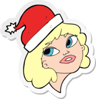 sticker of a cartoon woman ready for christmas png