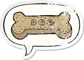 cartoon dog biscuit with speech bubble distressed distressed old sticker png