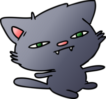 drawn gradient cartoon of cute kawaii cat png